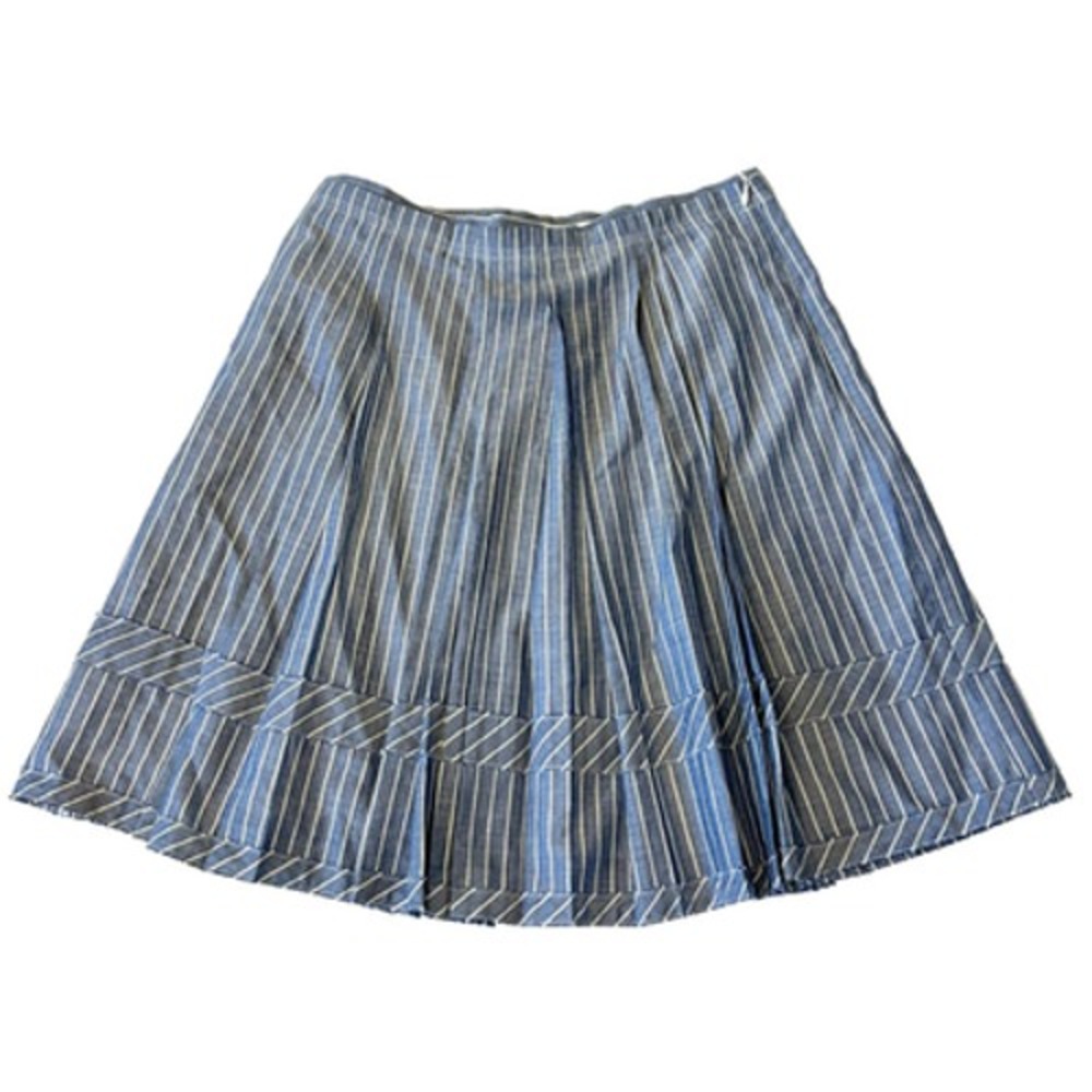 Madewell Women's Pleated A Line Striped Skirt Size 2 Blue Lined Side Zip Summer
